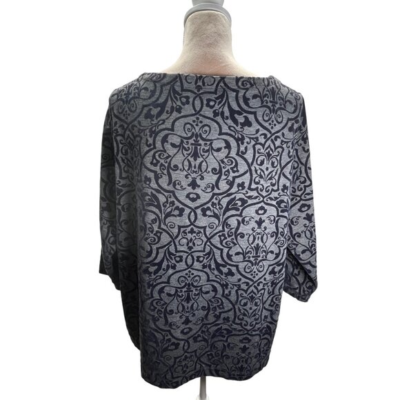 Lands' End Blouse Bow Front Navy Blue Design Mid length Sleeves Size 1X 16W-18W - Picture 3 of 14